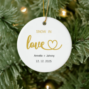Décoration En Céramique Neige en amour, Mariage de Noël, Engagé