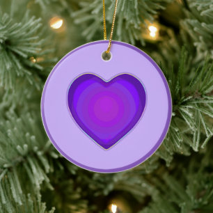 Décoration En Céramique NEON & coeur violet battre l'ornement céramique