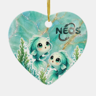 Décoration En Céramique Neos Kawaii Zodiaque Poissons