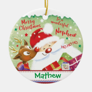 Décoration En Céramique Neveu mignon, Père Noël, cerfs communs et