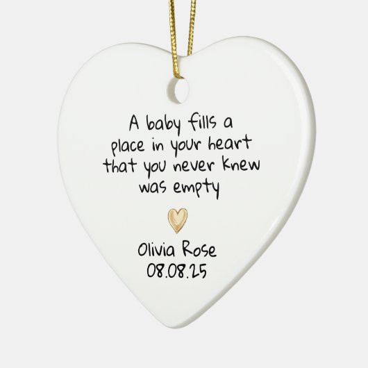 Décoration En Céramique New Baby First Christmas Gold Heart (Gauche)