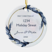 Décoration En Céramique New Home Blue Floral First Home Christmas (Devant)