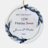 Décoration En Céramique New Home Blue Floral First Home Christmas (Dos)