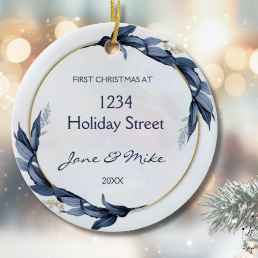Décoration En Céramique New Home Blue Floral First Home Christmas