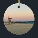 Décoration En Céramique Newport Beach at Sunset, California<br><div class="desc">View of Newport Beach from the lifeguard tower 52 looking south towards the pier. Pinkish skies with the sand glowing too. Photo taken November 2022.</div>