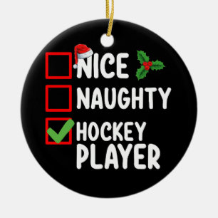 Décoration En Céramique Nice Naughty Joueur de hockey Liste de Noël Père N