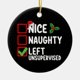 Décoration En Céramique Nice Naughty Laissé Sans Surveillance Liste De Noë