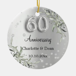 Décoration En Céramique noces d'argent 60 ans de mariage diamants verdure