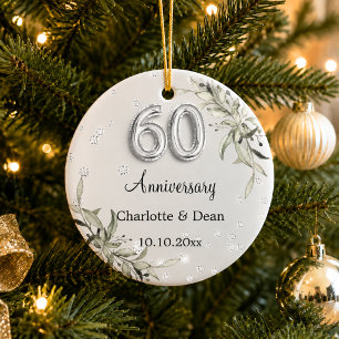 Décoration En Céramique noces d'argent 60 ans de mariage diamants verdure