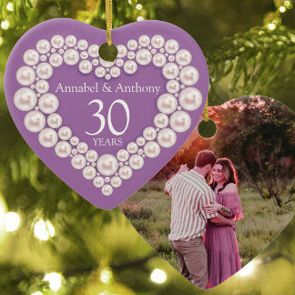 Décoration En Céramique Noces de perle 30 ans cœur violet