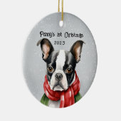 Décoration En Céramique Noël à Boston Terrier (Droite)