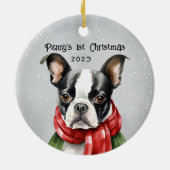 Décoration En Céramique Noël à Boston Terrier (Dos)
