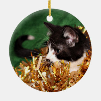 Décoration En Céramique Noël à chaton Tuxedo