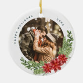 Décoration En Céramique Noël À feuillage persistant et Poinsettia Photo (Dos)