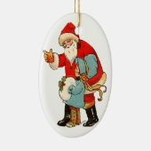 Décoration En Céramique Noël à l'ancienne, Père Noël avec fille (Droite)