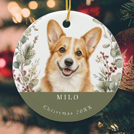 Décoration En Céramique Noël à l'aquarelle Pembroke Welsh Corgi