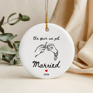 Décoration En Céramique Noël à main levée l'année de notre mariage