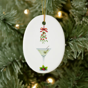 Décoration En Céramique Noël à Martinis et Mistletoe