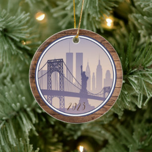 Décoration En Céramique Noël à New York - Nom d'année personnalisé