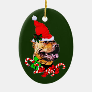 Décoration En Céramique Noël américain de Terrier de pitbull