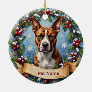Décoration En Céramique Noël American Staffordshire Terrier