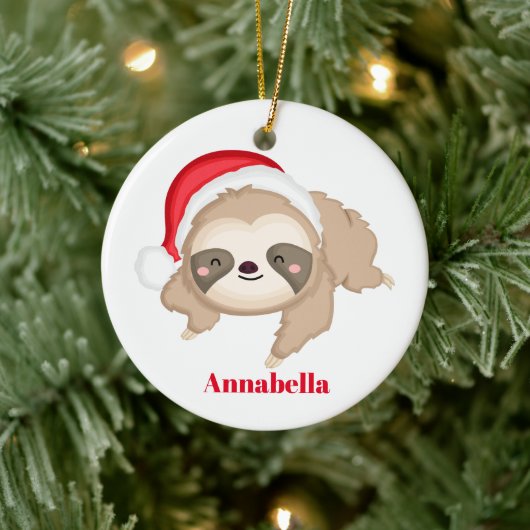 Décoration En Céramique Noël amour paresseux père Noël ajouter un message (Arbre)