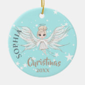 Décoration En Céramique Noël Angel Etoiles Photo Bleu rose mignonne (Devant)
