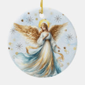 Décoration En Céramique Noël Angel or bleu aquarelle (Dos)