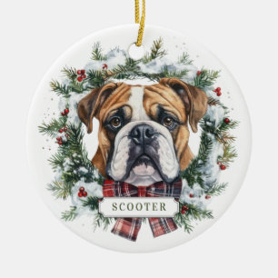 Décoration En Céramique Noël Anglais Bulldog Cercle en céramique