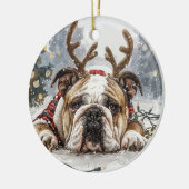 Décoration En Céramique Noël anglais Bulldog Reindeer (Gauche)