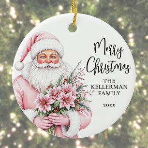 Décoration En Céramique Noël au Père Noël rose