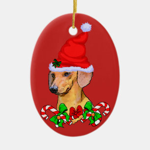 Décoration En Céramique Noël aux amoureux de Dachshund