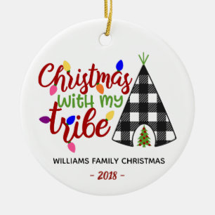 Décoration En Céramique Noël avec ma tribu Cadeau familial personnalisé