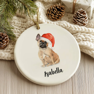 Décoration En Céramique Noël avec un Bouledogue Français
