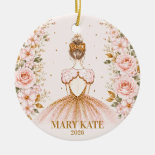 Décoration En Céramique Noël Ballerine Florale Rose Personnalisé