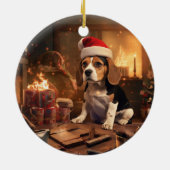 Décoration En Céramique Noël Beagle, Cadeau pour amateur de police Beagle (Dos)