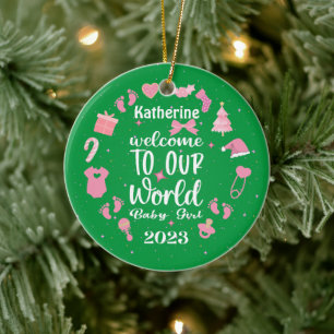 Décoration En Céramique Noël Bienvenue dans notre monde Baby Girl
