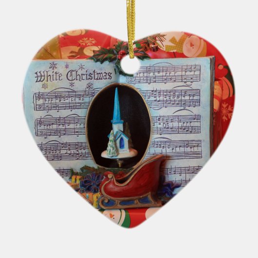 Décoration En Céramique Noël blanc et Père Noël Sleigh (Devant)