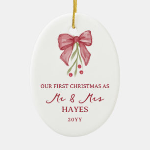 Décoration En Céramique Noël Bow Baie Branche Première Mariée