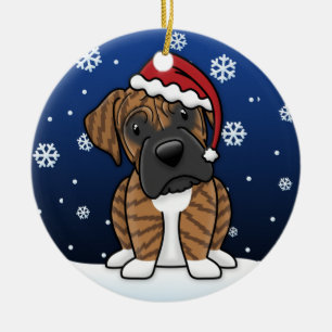 Décoration En Céramique Noël Brindle de boxeur de bande dessinée de Kawa