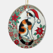 Décoration En Céramique Noël Calico Cat Père Noël (Gauche)