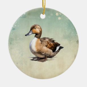Décoration En Céramique Noël canard de campagne vintage 