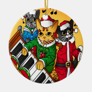 Décoration En Céramique Noël Carol Cats