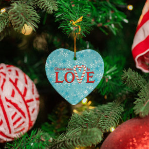 Décoration En Céramique Noël c'est amour Flocon de neige Personnalisé