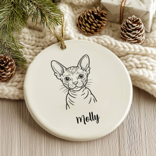 Décoration En Céramique Noël Chat Sans Poils Personnalisé