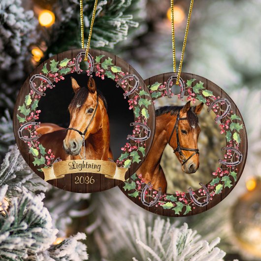 Décoration En Céramique Noël Cheval Personnalisé Rustique 2 Photos
