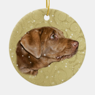 Décoration En Céramique Noël, chien de labrador retriever