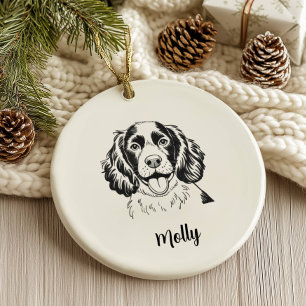 Décoration En Céramique Noël Chien Épagneul Personnalisé