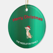 Décoration En Céramique Noël Chihuahua Chien Vert Joyeux voeux (Gauche)