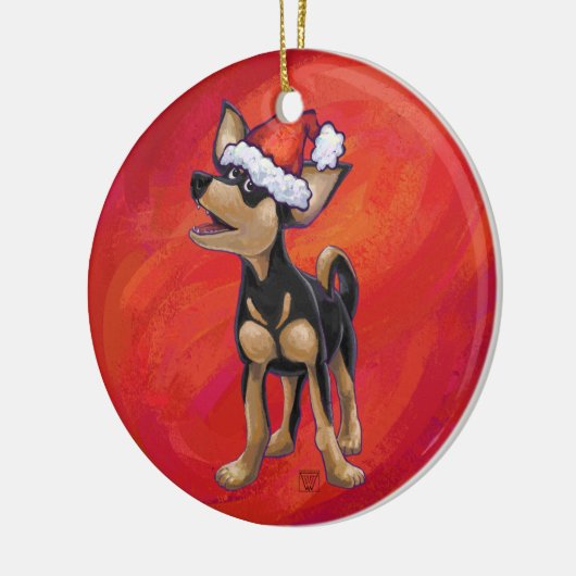 Décoration En Céramique Noël Chihuahua en rouge (Gauche)